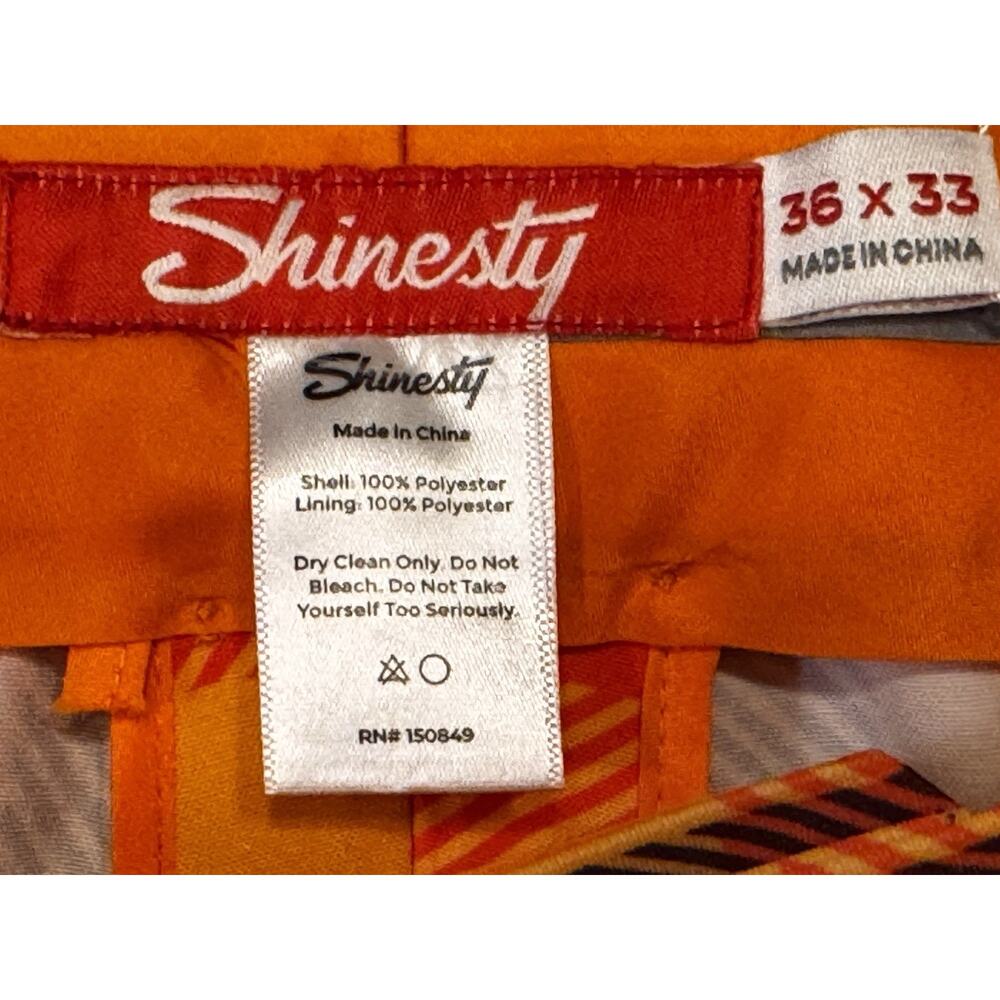 New 36 X 33 Shinesty Pants Orange Plaid Checkered Crazy Thanksgiving - Picture 3 of 7